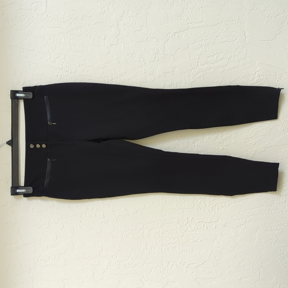 INC International Concepts Black Slim Fit Ponte Knit Zipper Ankle Pants Size 6